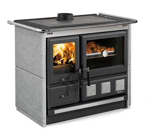 La Nordica Küchenofen Rosa XXL 5.0 Naturstein - 11 kW - Eleganter Küchenofen mit 78 Liter-Backofen, verchromtem Grillrost und ausziehbarem Aschekasten. Ideal für effizientes Kochen und gemütliche Wärme im Wohnraum.