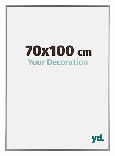 Your Decoration - Bilderrahmen 70x100 cm - Silber Hochglanz - Bilderrahmen aus Kunststoff mit Acrylglas - Antireflex - 70x100 Rahmen - Evry