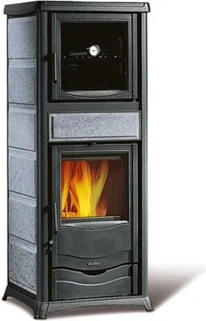 La Nordica TermoRossella Plus Forno DSA Holzofen 11,1 kW - Kaminofen mit emailliertem Backfach und zwei Sichtfenstern aus hitzebeständigem Keramikglas bis 750 °C, ideal für gemütliche Wärme und leckere Speisen.