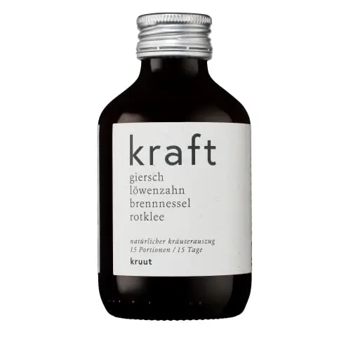 Kruut – Kraft Kräuterauszug bio 150ml – Elixier aus Wildkräutern Giersch, Löwenzahn, Brennnessel, Rotklee – Oxymel Tinktur Kräuterdrink Sirup Kur. Ideal zum Sport oder am Morgen!