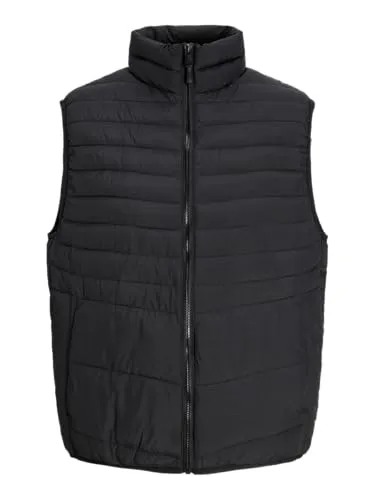 JACK & JONES JJESTATE Packable BW Collar NOOS 12256987, Schwarz, XL - Herren-Weste aus recyceltem Polyester, leicht und warm dank Kunstfaser-Daunenwattierung – perfekt für einen lässigen Look und umweltbewusste Mode.