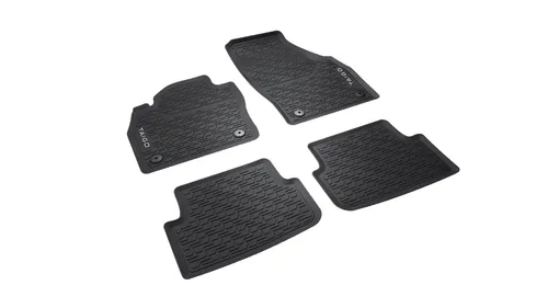 Original Volkswagen Gummi Fußmatten 4-teilig für VW Taigo - Robuste Gummi Fußmatten mit Antirutsch-Funktion, perfekt für vordere Bereiche und maßgeschneidert für den VW Taigo.