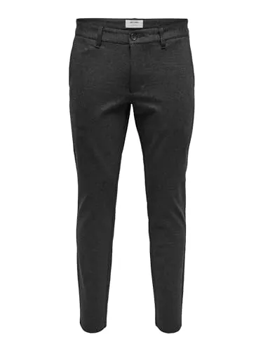 Chinos ONSMARK SLIM GW 0209 PANT NOOS, Gr. 33 - Dark Grey Melange - Wanderhosen mit schmaler Passform und niedriger Leibhöhe, ideal für Komfort und Stil bei Arbeit und Freizeit. Pflegeleicht dank widerstandsfähigem Webstoff.