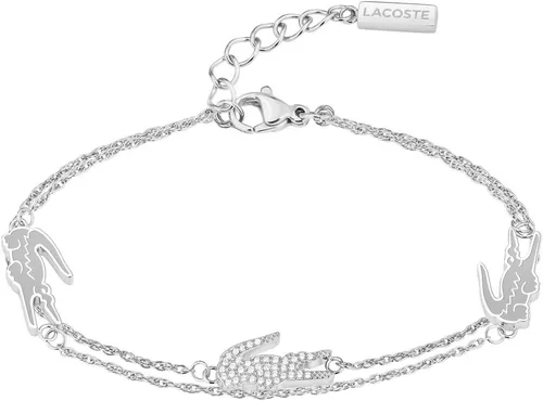 Lacoste Gliederarmband CROCODILE, silberfarben - Elegantes Edelstahl-Armband mit verstellbarer Gesamtlänge, ideal für jeden Anlass - von festlichen Feiern bis zum Alltag, inklusive Geschenkverpackung.