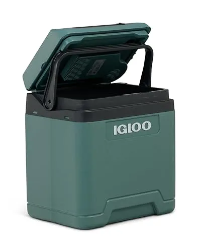 IGLOO IE27 elektrische Kühlbox, 12V und 230V, 27L - kompakter Mini-Kühlschrank für Auto, Camping, Urlaub, Boot, Festivals - leicht, tragbar, mit praktischem Kabelfach und Eco/Max Modus