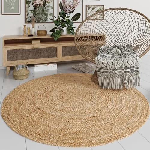 MY-RUG Jute Teppich rund 300 cm – Handgewebter Sisal-Teppich für Wohnzimmer - Entdecken Sie den handgewebten Juteteppich in Natur-Design, ideal für jedes Zuhause. Pflegeleicht und nachhaltig aus 100 % Jute – perfekt für Allergiker und Haustierbesitzer.
