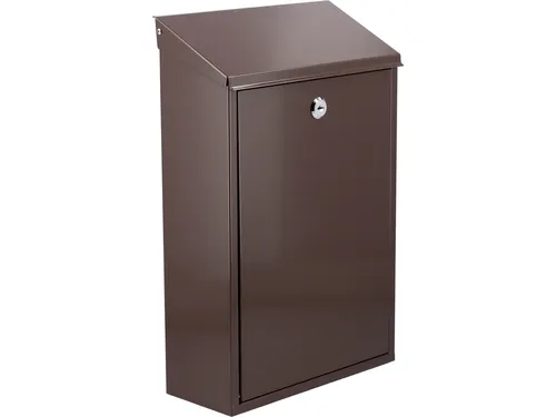 Brauner Briefkasten 400x250x100mm aus Stahlblech - Robuster Briefkasten aus Stahlblech, ideal für den Außenbereich. Mit einem Gewicht von 1,98 kg bietet er Sicherheit und Langlebigkeit für Ihre Post.
