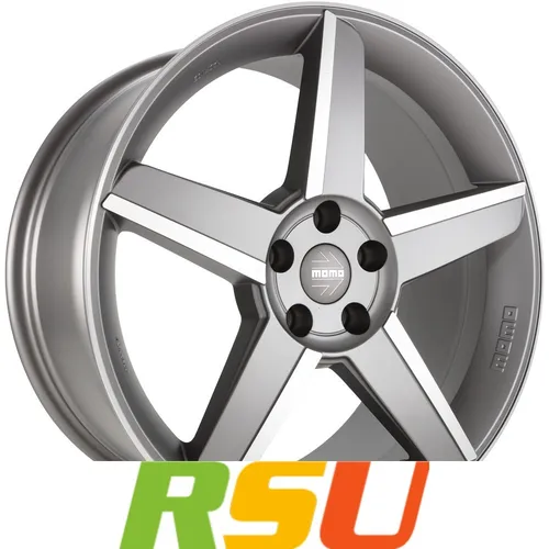 Momo Stealth Alufelge 8.5x19" ET35 - Hochwertige 5-Speichen Alufelge in Matt Anthracite Diamond Cut, ideal für sportliche Fahrzeuge. Maximale Traglast von 750 kg und elegantes Design für einen modernen Look.