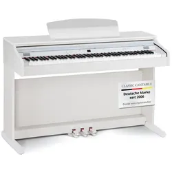 Classic Cantabile DP-50 WM E-Piano Weiß matt - Keyboards für Anfänger, 88 gewichtete Tasten, vielseitige Funktionen wie Layer- und Split-Modus sowie USB-Anschluss für kreative Möglichkeiten.