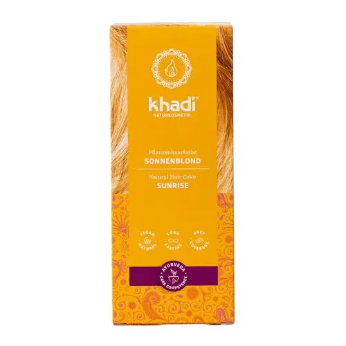 khadi Pflanzenhaarfarbe Sonnenblond 100 g – Natürliches Haarfärbemittel - Erleben Sie strahlendes Sonnenblond mit khadi Pflanzenhaarfarbe! Die natürliche Formel färbt sanft und pflegt Ihr Haar, für glänzende Reflexe und ein gesundes Volumen. Ideal für ein warmes Blond ohne synthetische Zusätze.