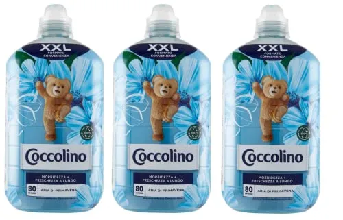 3x Coccolino Ammorbidente Concentrato Aria di Primavera Convenience-Format XXL Konzentrierter Weichspüler Frühlingsluft 80 Wäschen 1,750 Lt