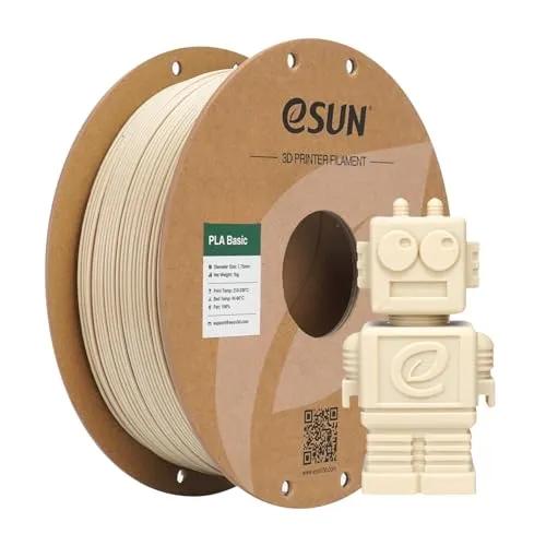 eSUN PLA Filament 1.75mm, PLA Basic 3D Drucker Filament Maßgenauigkeit +/- 0.03mm, 1KG Spule (2.2 LBS) Super Speedy PLA Filament für 3D Drucker, Knochig weiß