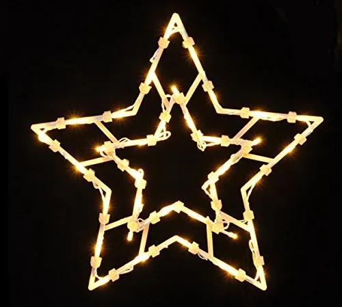 Fensterbild Stern 35 LED - Warmweiße Fensterdeko mit Dual Timer - Fensterdeko für den Innenbereich mit 35 warmweißen LEDs und praktischem Dual Timer für individuelles Lichtdesign.