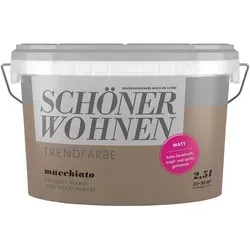 Schöner Wohnen Trendfarbe Macchiato matt, 2,5 Liter - Hochdeckende Wand- und Deckenfarbe, scheuerbeständig und perfekt für Neu- und Renovierungsanstriche. Ideal für Allergiker und schützt vor Abriebspuren.