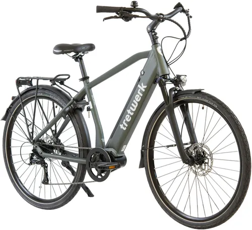 E-Bike TRETWERK "Sonic" Gr. 50, grün - E-Bikes: Robustes Pedelec mit leistungsstarkem Ananda M80 Motor, komfortabler Fahrposition und großzügiger Reichweite von bis zu 150 km für unbeschwerte Radtouren.