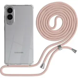 Samsung Galaxy S25 Edge Case Chain Set Eyelets Rose-Gold Clips Silver - Rosa/Silber