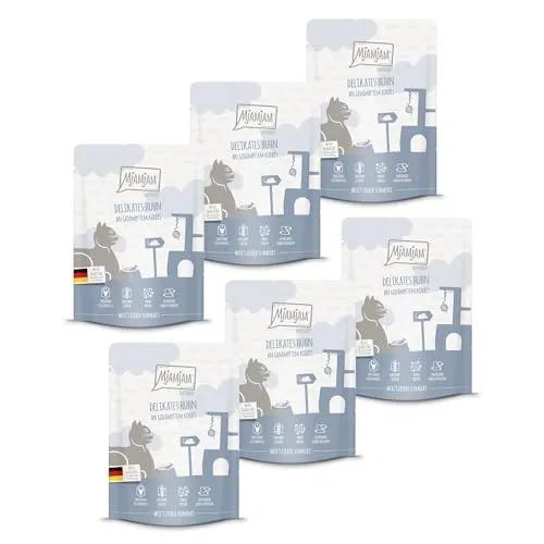 MjAMjAM - Premium Nassfutter für Katzen - Quetschie - delikates Huhn an gedämpftem Kürbis, 6er Pack (6 x 300g), getreidefrei mit extra viel Fleisch