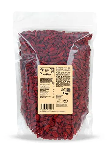 KoRo Gojibeeren bio 1kg - Nüsse & Trockenfrüchte, säuerlich-fruchtiges Geschmackserlebnis, perfekt für dein Müsli und aus kontrolliert biologischem Anbau.