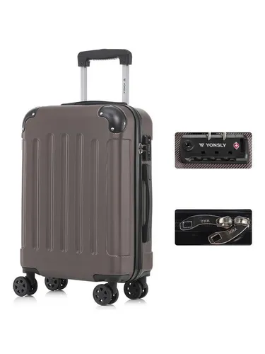 yonsly Premium Reisekoffer mit TSA-Schloss und YKK-Reißverschluss (Braun, M) - Praktischer Hartschalenkoffer mit TSA-Zahlenschloss für sichere Reisen. Robuste 360°-Doppelrollen sorgen für mühelose Mobilität. Ideal als Handgepäck (56x37x23 cm, 2,4 kg) für fast jede Airline.
