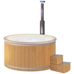 Wolff Finnhaus Badebottich Hot Tub Typ 2 Ø 200 cm mit Acrylwanne & LED-Beleuchtung Acrylwanne in cremeweiß Pinie
