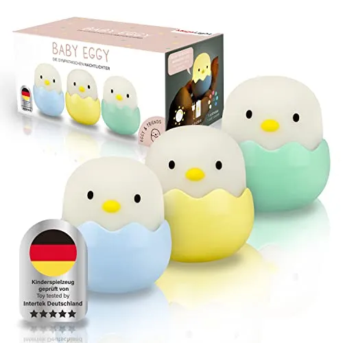MegaLight LED Nachtlicht Baby Eggy | Sicheres Nachtlicht ohne Kleinteile - Nachtlichter & Schlummerleuchten für Kinder – Das dimmbare Touch-Nachtlicht aus Silikon ist sicher für Babys, wiederaufladbar und bietet bis zu 200 Stunden Leuchtdauer!
