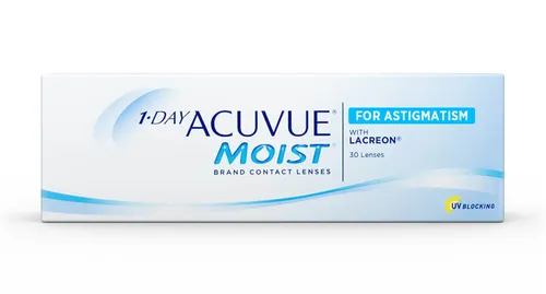 1-Day Acuvue Moist für Astigmatismus - Johnson & Johnson - Kontaktlinsen für Astigmatismus mit Lidschlag-Stabilisations-Design für klare Sicht und UV-Schutz, ideal für den täglichen Gebrauch.