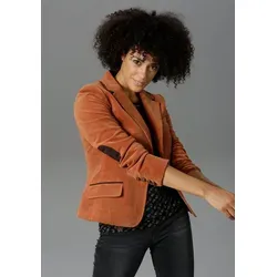 Aniston CASUAL Jackenblazer mit Ärmelpatches, braun 40 - Business-Mode mit einzigartigen Stoff-Einfassungen und stylischen Ärmelpatches für einen modernen, eleganten Look.