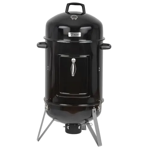 BBQ-Toro Räuchertonne Oak Ø 47 cm - 4in1 Grillfass - Grills | Vielseitige Grilltonne für Räuchern, Garen, direktes und indirektes Grillen mit zwei großen Grillflächen und integriertem Thermometer für perfekte Ergebnisse.