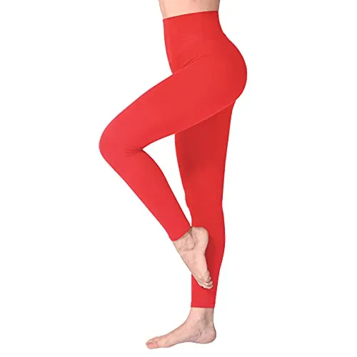 SINOPHANT Hochtaillierte Leggings für Damen - Angenehm Weiche Elastische, Dehnbare Sport- und Yogahosen , 1er Pack Rot, XL-3XL (Herstellergröße: PLUS SIZE)
