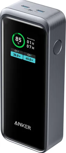 Anker Prime Powerbank 12.000 mAh 130W - High-Speed Ladeleistung - Powerbanks mit 12.000 mAh Kapazität und 130W Ladeleistung, ideal für schnelles Aufladen von Smartphones und Tablets. Inkl. Ladekabel und Schutztasche.