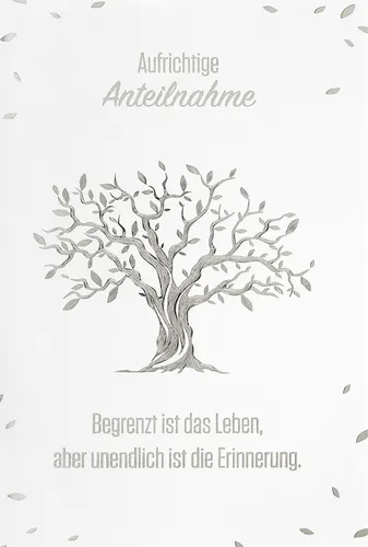 Trauerkarte - Glückwunschkarte im Format 11,5x17cm - Aufrichtige Anteilnahme mit