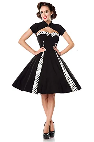 Belsira Schwarzes Vintage Kleid mit Bolero 50062 - sexy Damenkleid XS