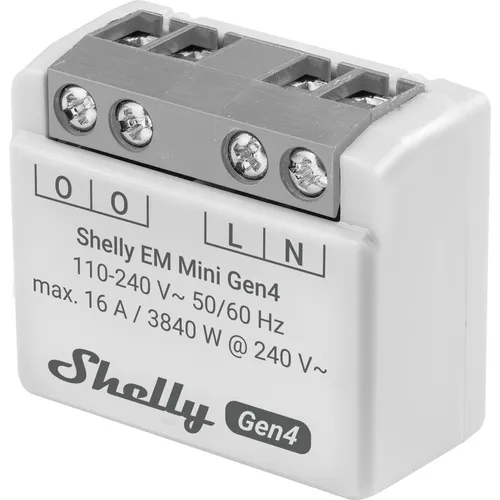 Shelly EM Mini Gen4 Energiemessgerät - Kompaktes Unterputz-Energiemessgerät mit WLAN, Zigbee, Matter und Bluetooth für präzise Stromverbrauchsüberwachung. Ideal für Smart-Home-Integration und Echtzeitüberwachung.