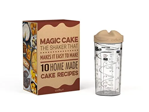COOKUT - MAGIC CAKE - Der Shaker für die einfache Zubereitung von 10 selbstgemachten Kuchen - Ohne Rezept, ohne Roboter, ohne Waage, ohne Schneebesen, nur ein Shaker
