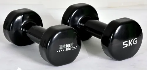 Christopeit Sport® Hantel 5 kg Set - Hantelset mit 2 x 5 kg Gewichten aus robustem Eisen, ummantelt mit rutschfestem Vinyl für sicheren Halt und ideal für effektives Krafttraining.