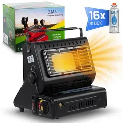 ZMC Heizstrahler 2-in-1 Tragbare Gasheizung und Gaskocher 1,3KW + Gaskartuschen 227g, LPG Anschluss, mit Piezozündung Camping Heizung mobile Gasheizer