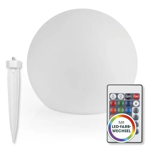 EASYmaxx Solar-Dekokugel - Farbwechsel - weiß - Lampen für stimmungsvolle Gartenbeleuchtung, mit Tageslichtsensor und wahlweise warmweiß oder buntem Farbwechsel.