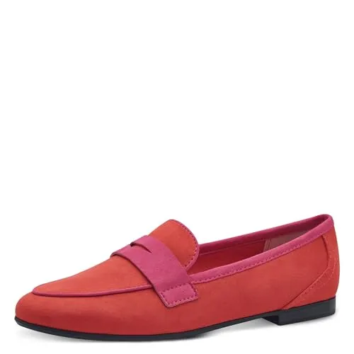 MARCO TOZZI Damen Slipper mit Blockabsatz Vegan, Rot (Fire Comb) – Bequeme Eleganz - Slipper & Mokassins für Damen mit weicher Feel me Sohle für optimalen Tragekomfort. 100% vegan und ideal für stilbewusste Frauen, die Wert auf Qualität legen.