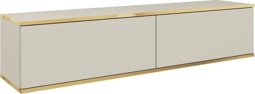MOEBLO TV-Board Dayn RTV 135 – Elegantes Lowboard mit goldenen Einsätzen - TV-Halterungen: Hängendes Lowboard aus MDF mit goldenen Kanten, bietet stilvollen Stauraum und einfache Montage ohne Bodenplatzbedarf.