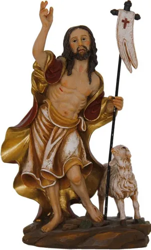 Dekofigur Heiligenfigur Jesus Auferstehung mit Lamm 14 cm - Elegante Dekofigur aus Polyresin, 14 cm hoch. Ideal für eine ansprechende Raumgestaltung und als besonderes Highlight in jedem Zuhause.
