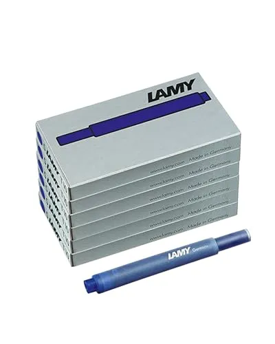LAMY T10 6er Set löschbare Tintenpatronen mit großem Tintenvorrat - geeignet für alle Lamy Patronenfüllhaltermodelle - Inhalt 1,25ml je Patrone - 5 Stück pro Päckchen - Tintenfarbe blau