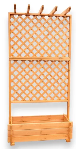promadino Spalier mit Pergola und Pflanzkasten - Pflanzenkästen & Spaliere, UV-beständig und witterungsresistent, ideal für Gartenliebhaber, Maße: 102x65x200 cm, honigbraunes Kiefernholz, mit 85 l Fassungsvermögen.