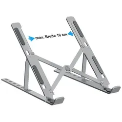 Tec-Expert Laptop-Ständer Faltbarer Metall Notebook Laptop Tablet Buch Halter, 7 Positionen, (1-tlg., Computer Ständer Halterung Stativ universal einsetzbar) grau 18 cm