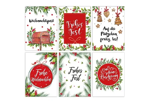 PAPIERDRACHEN Weihnachtskarte Weihnachtskarten Set - 12 gestaltete Postkarten zu Weihnachten