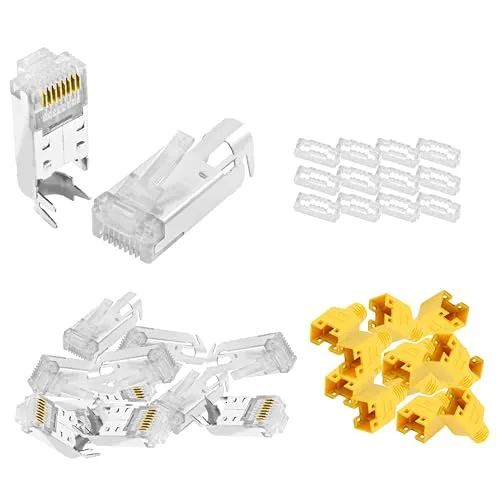BIGtec RJ45 Stecker Netzwerkstecker 10 Stück Hirose TM11 gelb Hochgeschwindigkeits Verbindung für Fast Ethernet 100BASE-TX AWG 26-27