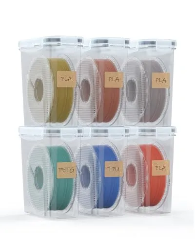 YOOPAI Filament Aufbewahrungsbox - 6 Pack Filament Container für 3D Druck Filament Versiegelung und Schutz - Tragbare Aufbewahrung mit Trockenmittel&Etiketten, wasser- und staubdicht 4.0L