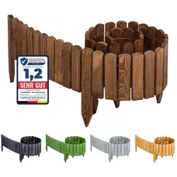 Garronda Beeteinfassung Holz Rollzaun 200 x 30 cm - Rasenkanten aus imprägniertem Holz, wetterfest und flexibel einsetzbar für individuelle Gartenformen. Ideal zum Abgrenzen von Beeten und Pflanzen.