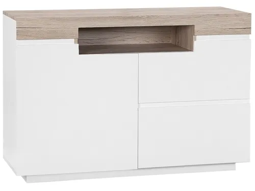 Schrank MARLIN Weiß - Elegante Kommode - Moderne Kommode im skandinavischen Stil, bietet praktischen Stauraum mit grifflosen Schubladen und hochwertiger MDF-Platte für Langlebigkeit.