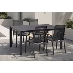 KETTLER Garten-Essgruppe Granada - Elegante Esstischgarnitur aus hochwertigem Aluminium und Spraystone. Ideal für Garten oder Terrasse, pflegeleicht und langlebig. Genießen Sie gesellige Runden im modernen Anthrazit.