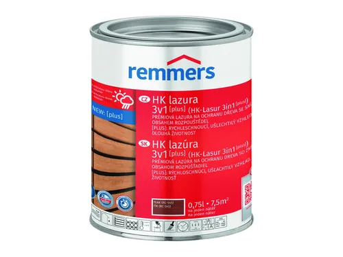 Remmers Lasur HK LASUR 3IN1 PLUS - 0.75 LTR - Holzlasuren mit 3in1 Effekt: Imprägnierung, Grundierung und Lasur für optimalen Schutz gegen Feuchtigkeit und UV-Strahlung. Schnell trocknend für zwei Anstriche an einem Tag, ideal für Außenholz.